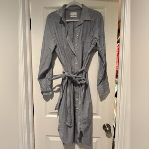 Striped Button-Down Belted Dress